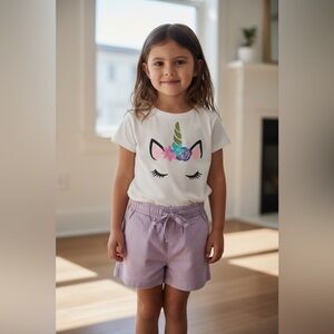 Animal Kids Matching Set - White and Purple Unicorn Design